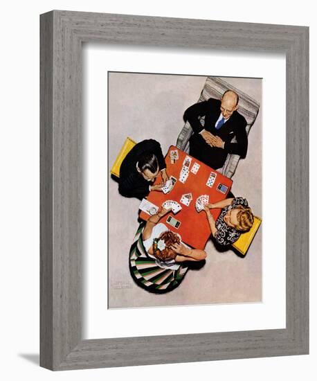 "Bridge Game" or "Playing Cards", May 15,1948-Norman Rockwell-Framed Giclee Print