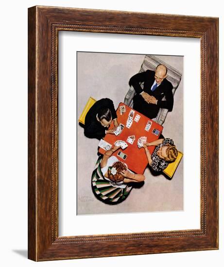 "Bridge Game" or "Playing Cards", May 15,1948-Norman Rockwell-Framed Giclee Print