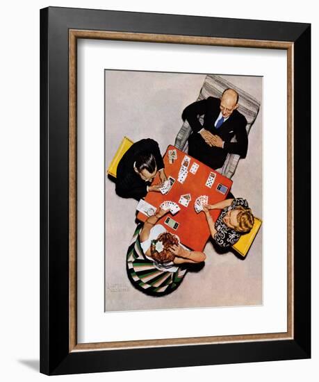 "Bridge Game" or "Playing Cards", May 15,1948-Norman Rockwell-Framed Giclee Print