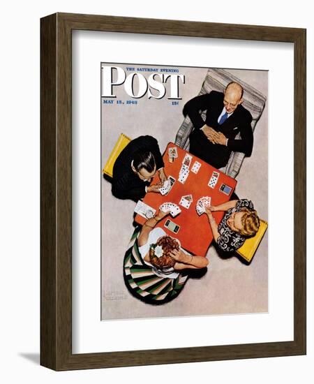 "Bridge Game" or "Playing Cards" Saturday Evening Post Cover, May 15,1948-Norman Rockwell-Framed Giclee Print