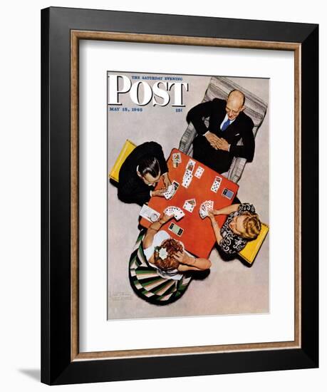 "Bridge Game" or "Playing Cards" Saturday Evening Post Cover, May 15,1948-Norman Rockwell-Framed Giclee Print