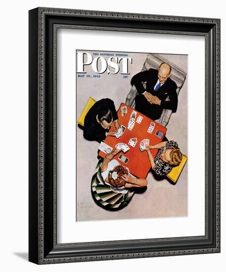 "Bridge Game" or "Playing Cards" Saturday Evening Post Cover, May 15,1948-Norman Rockwell-Framed Giclee Print