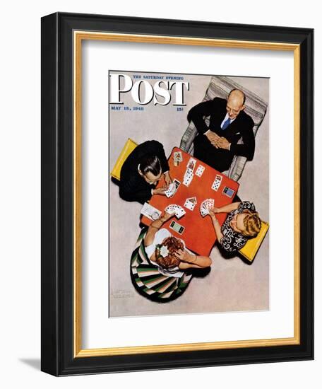 "Bridge Game" or "Playing Cards" Saturday Evening Post Cover, May 15,1948-Norman Rockwell-Framed Giclee Print