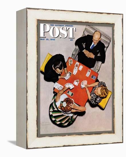 "Bridge Game" or "Playing Cards" Saturday Evening Post Cover, May 15,1948-Norman Rockwell-Framed Premier Image Canvas