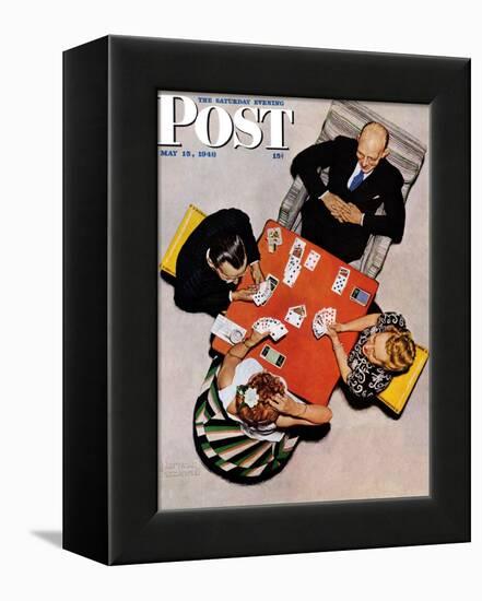 "Bridge Game" or "Playing Cards" Saturday Evening Post Cover, May 15,1948-Norman Rockwell-Framed Premier Image Canvas