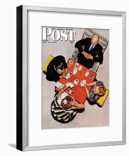 "Bridge Game" or "Playing Cards" Saturday Evening Post Cover, May 15,1948-Norman Rockwell-Framed Giclee Print