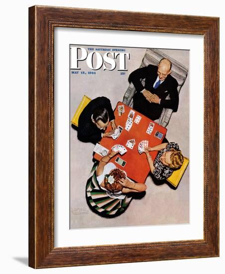 "Bridge Game" or "Playing Cards" Saturday Evening Post Cover, May 15,1948-Norman Rockwell-Framed Giclee Print