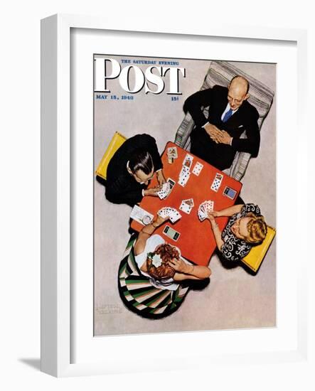 "Bridge Game" or "Playing Cards" Saturday Evening Post Cover, May 15,1948-Norman Rockwell-Framed Giclee Print