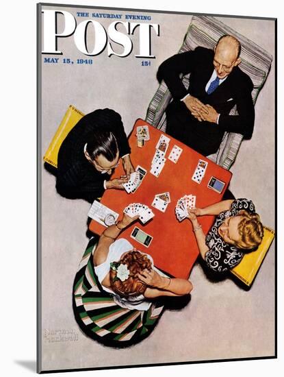 "Bridge Game" or "Playing Cards" Saturday Evening Post Cover, May 15,1948-Norman Rockwell-Mounted Giclee Print