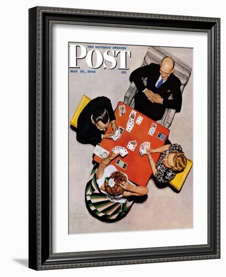 "Bridge Game" or "Playing Cards" Saturday Evening Post Cover, May 15,1948-Norman Rockwell-Framed Giclee Print