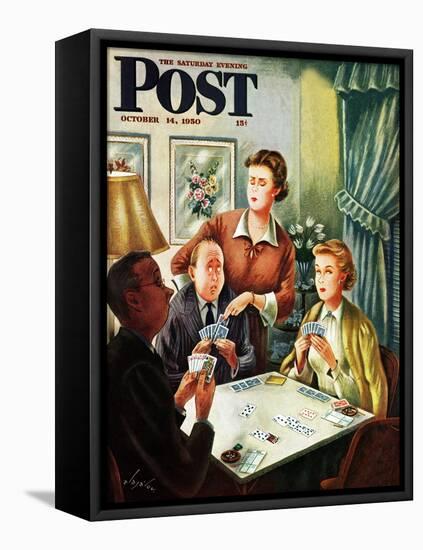 "Bridge Game" Saturday Evening Post Cover, October 14, 1950-Constantin Alajalov-Framed Premier Image Canvas