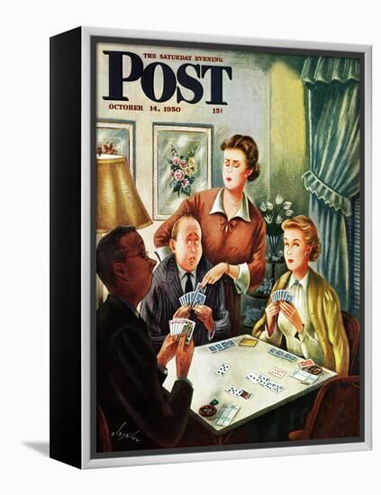 "Bridge Game" Saturday Evening Post Cover, October 14, 1950-Constantin Alajalov-Framed Premier Image Canvas