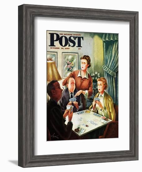 "Bridge Game" Saturday Evening Post Cover, October 14, 1950-Constantin Alajalov-Framed Giclee Print