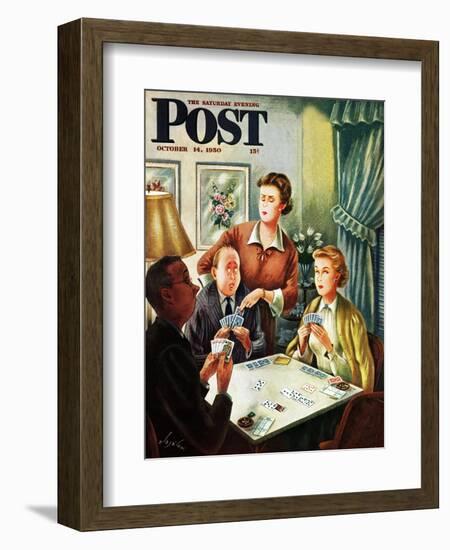"Bridge Game" Saturday Evening Post Cover, October 14, 1950-Constantin Alajalov-Framed Giclee Print