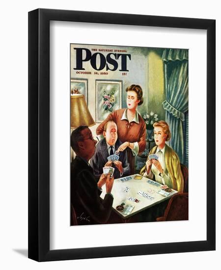 "Bridge Game" Saturday Evening Post Cover, October 14, 1950-Constantin Alajalov-Framed Giclee Print