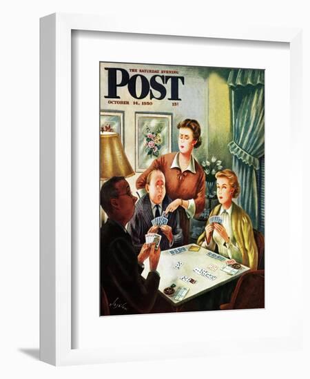 "Bridge Game" Saturday Evening Post Cover, October 14, 1950-Constantin Alajalov-Framed Giclee Print