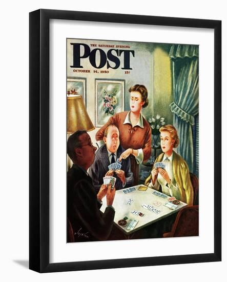 "Bridge Game" Saturday Evening Post Cover, October 14, 1950-Constantin Alajalov-Framed Giclee Print