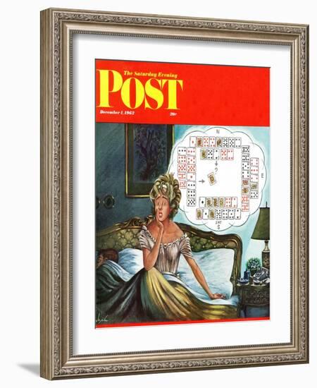 "Bridge Hand Disturbs Sleep," Saturday Evening Post Cover, December 1, 1962-Constantin Alajalov-Framed Giclee Print