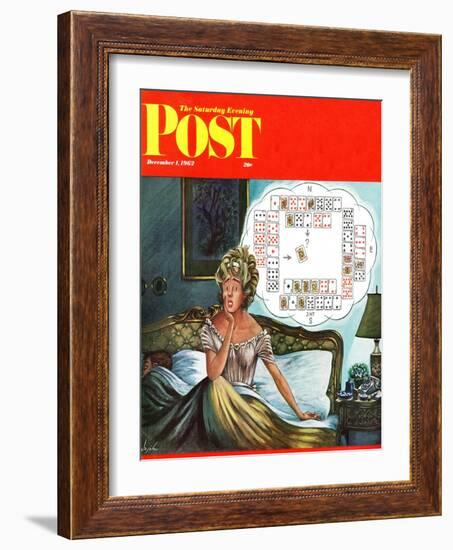 "Bridge Hand Disturbs Sleep," Saturday Evening Post Cover, December 1, 1962-Constantin Alajalov-Framed Giclee Print