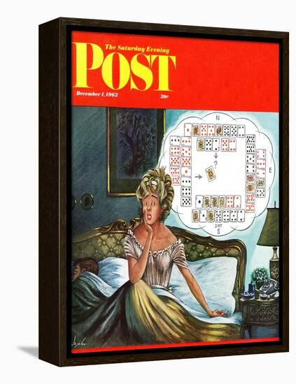 "Bridge Hand Disturbs Sleep," Saturday Evening Post Cover, December 1, 1962-Constantin Alajalov-Framed Premier Image Canvas