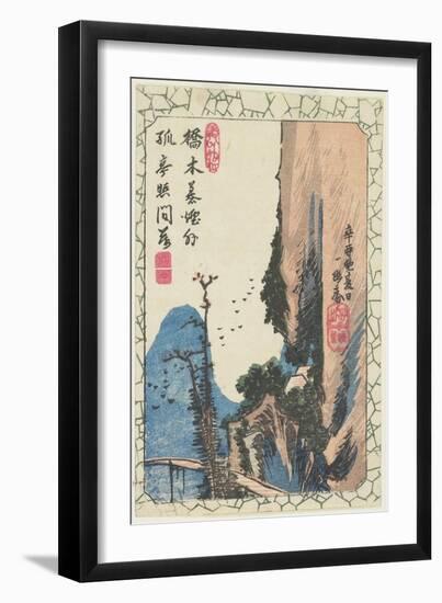 Bridge in a Gorge, 1831-Utagawa Hiroshige-Framed Giclee Print