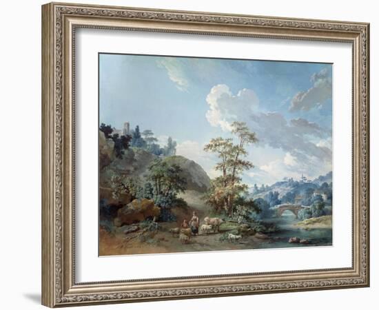 Bridge in a Valley, 1778-Jean-Baptiste Huet-Framed Giclee Print