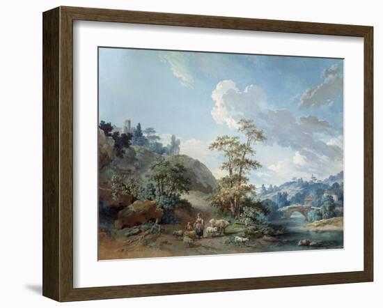 Bridge in a Valley, 1778-Jean-Baptiste Huet-Framed Giclee Print