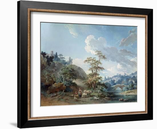 Bridge in a Valley, 1778-Jean-Baptiste Huet-Framed Giclee Print