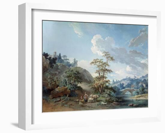 Bridge in a Valley, 1778-Jean-Baptiste Huet-Framed Giclee Print