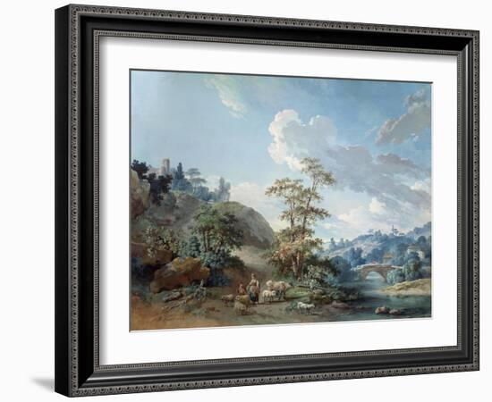 Bridge in a Valley, 1778-Jean-Baptiste Huet-Framed Giclee Print