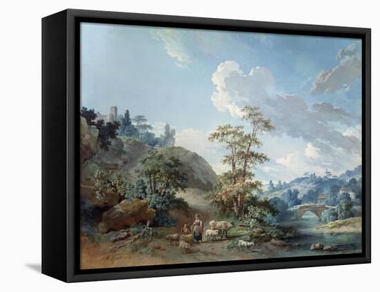 Bridge in a Valley, 1778-Jean-Baptiste Huet-Framed Premier Image Canvas