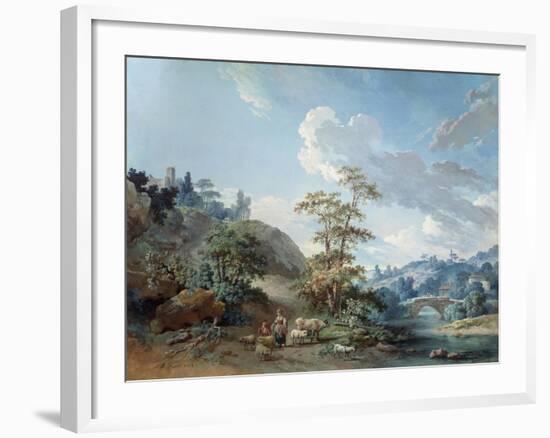 Bridge in a Valley, 1778-Jean-Baptiste Huet-Framed Giclee Print