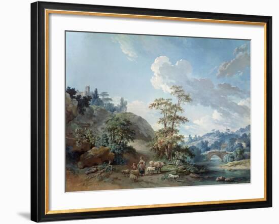 Bridge in a Valley, 1778-Jean-Baptiste Huet-Framed Giclee Print