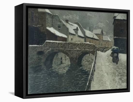 Bridge in Amiens colour etching-Fritz Thaulow-Framed Premier Image Canvas