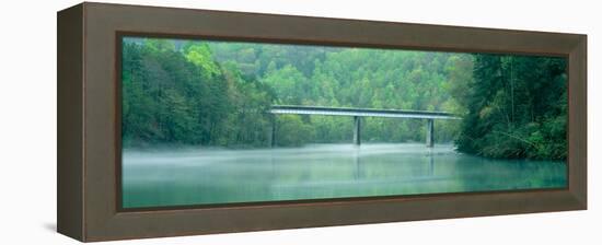 Bridge in Fog, Great Smokey Mountain National Park, North Carolina-null-Framed Stretched Canvas