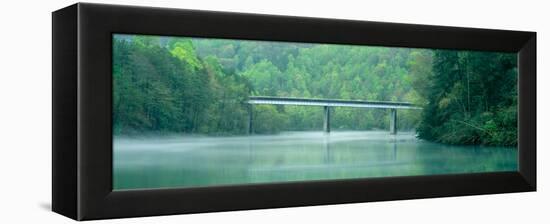 Bridge in Fog, Great Smokey Mountain National Park, North Carolina-null-Framed Stretched Canvas