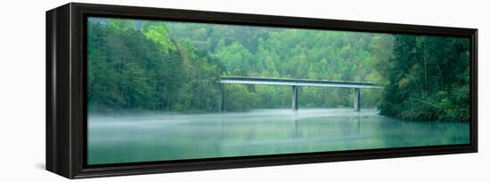 Bridge in Fog, Great Smokey Mountain National Park, North Carolina-null-Framed Stretched Canvas