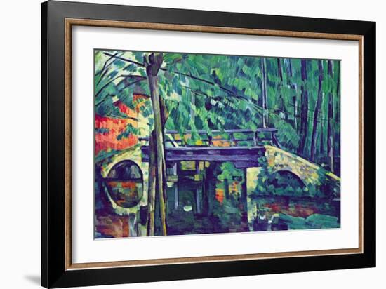 Bridge In The Forest-Paul Cézanne-Framed Art Print