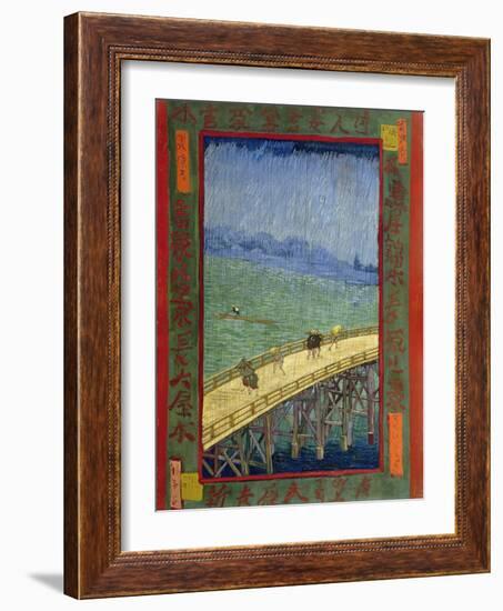 Bridge in the Rain (After Hiroshige)-Vincent van Gogh-Framed Giclee Print