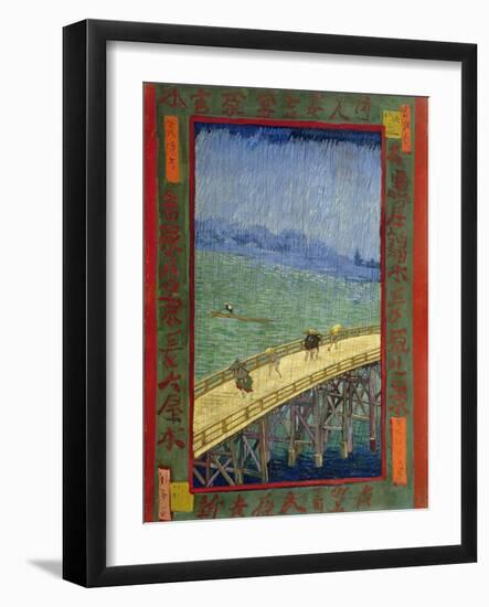 Bridge in the Rain (After Hiroshige)-Vincent van Gogh-Framed Giclee Print