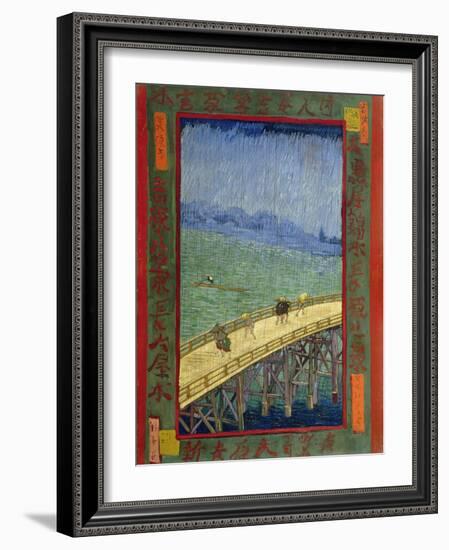 Bridge in the Rain (After Hiroshige)-Vincent van Gogh-Framed Giclee Print