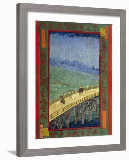 Bridge in the Rain (After Hiroshige)-Vincent van Gogh-Framed Giclee Print