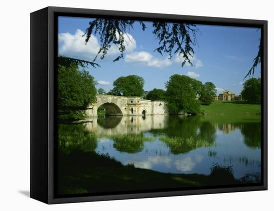 Bridge, Lake and House, Blenheim Palace, Oxfordshire, England, United Kingdom, Europe-Nigel Francis-Framed Premier Image Canvas