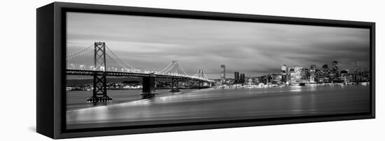 Bridge Lit Up at Dusk, Bay Bridge, San Francisco Bay, San Francisco, California, USA-null-Framed Premier Image Canvas