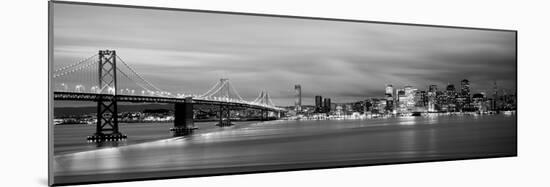 Bridge Lit Up at Dusk, Bay Bridge, San Francisco Bay, San Francisco, California, USA-null-Mounted Photographic Print