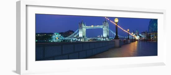 Bridge Lit Up at Night, Tower Bridge, River Thames, London, England-null-Framed Photographic Print