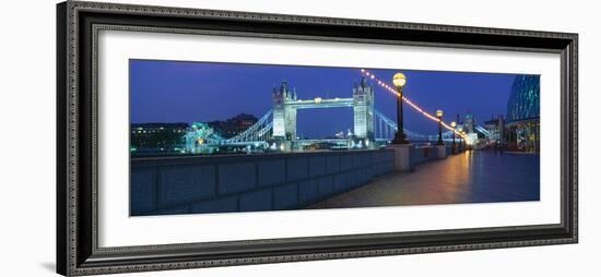 Bridge Lit Up at Night, Tower Bridge, River Thames, London, England-null-Framed Photographic Print