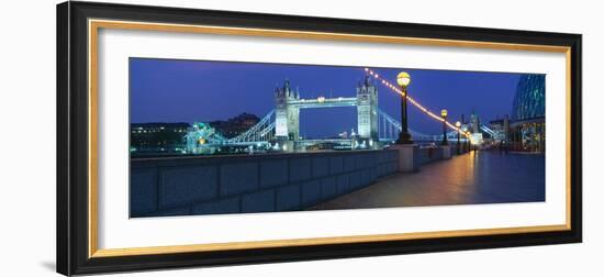 Bridge Lit Up at Night, Tower Bridge, River Thames, London, England-null-Framed Photographic Print