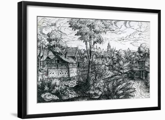 Bridge Near a Watermill, 1553-Hanns Sebald Lautensack-Framed Giclee Print