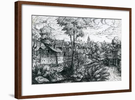 Bridge Near a Watermill, 1553-Hanns Sebald Lautensack-Framed Giclee Print
